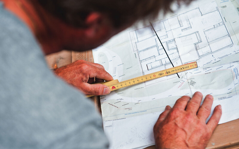 Planungsarbeiten auf der Baustelle